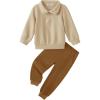 Arshiner Boys Clothes Half Zip Sweatshirt and Pants Outfit 2Pcs Fall Winter Sweatsuit Set for Kids 2-10 Years(Apricot & Brown)