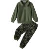 Arshiner Boys Clothes Half Zip Sweatshirt and Pants Outfit 2Pcs Fall Winter Sweatsuit Set for Kids 2-10 Years(Army Green & Camo)