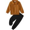 Arshiner Boys Clothes Half Zip Sweatshirt and Pants Outfit 2Pcs Fall Winter Sweatsuit Set for Kids 2-10 Years(Brown & Black)