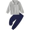 Arshiner Boys Clothes Half Zip Sweatshirt and Pants Outfit 2Pcs Fall Winter Sweatsuit Set for Kids 2-10 Years(Light Grey & Navy)
