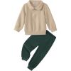 Arshiner Boys Clothes Half Zip Sweatshirt and Pants Outfit 2Pcs Fall Winter Sweatsuit Set for Kids 2-10 Years(Light Khaki & Green)