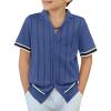 Arshiner Boys Knit Shirts Short Sleeve Button Down Shirt Vintage Fashion Casual Summer Beach Shirts for Kids 4-13 Years(Azure)