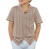 Arshiner Boys Knit Shirts Short Sleeve Button Down Shirt Vintage Fashion Casual Summer Beach Shirts for Kids 4-13 Years(Dark Khaki)