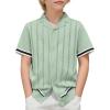 Arshiner Boys Knit Shirts Short Sleeve Button Down Shirt Vintage Fashion Casual Summer Beach Shirts for Kids 4-13 Years(Light Green)