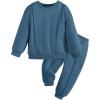 Arshiner Boys Long Sleeve Fleece Sweatshirt and Pants Set 2 Piece Fall Winter Clothes Toddler to Little Kid 2-8 Years(Blue)
