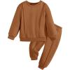 Arshiner Boys Long Sleeve Fleece Sweatshirt and Pants Set 2 Piece Fall Winter Clothes Toddler to Little Kid 2-8 Years(Brown)