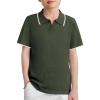 Arshiner Boys Polo Shirts Short Sleeve Vintage Knit Golf Shirts School Uniform Shirt Kids Casual Tee Tops for 4-14 Years(Army Green)