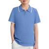 Arshiner Boys Polo Shirts Short Sleeve Vintage Knit Golf Shirts School Uniform Shirt Kids Casual Tee Tops for 4-14 Years(Azure)
