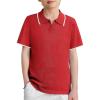 Arshiner Boys Polo Shirts Short Sleeve Vintage Knit Golf Shirts School Uniform Shirt Kids Casual Tee Tops for 4-14 Years(Red)