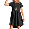 Arshiner Girl Short Sleeve A Line Skater Casual Twirly Casual Dress