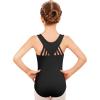 Arshiner Girls Ballet Dance Leotards Straps Back Camisole Tank Leotard Gymnastics Dancewear for Kids Black