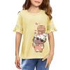 Arshiner Girls T-Shirt Kids Casual Tunic Tops Lace Short Sleeve Loose Soft Blouse(Cat Print)