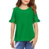 Arshiner Girls T-Shirt Kids Casual Tunic Tops Lace Short Sleeve Loose Soft Blouse(Green)