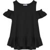 Arshiner Girls T-Shirts Short Sleeve with Cold Shoulder Ruffle Hem Blouse Cute Floral Print Tee Tops