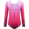 Arshiner Kid Girls Long Sleeve Color Gradient Gymnastics Leotard Shiny Diamond Ballet Dance One Piece Outfit