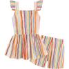 Arshiner Toddler Girl Clothes 2 Piece Summer Outfit Ruffle Sleeveless Top and Shorts Set with Pockets 2-7Y(Brown Stripe)