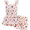Arshiner Toddler Girl Clothes 2 Piece Summer Outfit Ruffle Sleeveless Top and Shorts Set with Pockets 2-7Y(White/Brown Floral)