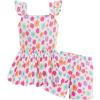 Arshiner Toddler Girl Clothes 2 Piece Summer Outfit Ruffle Sleeveless Top and Shorts Set with Pockets 2-7Y(White/Multicolor Floral)