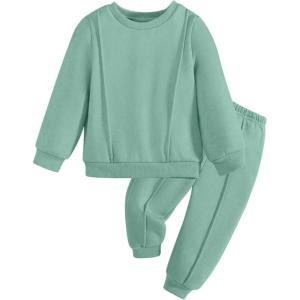 Arshiner Boys Long Sleeve Fleece Sweatshirt and Pants Set 2 Piece Fall Winter Clothes Toddler to Little Kid 2-8 Years(Green)