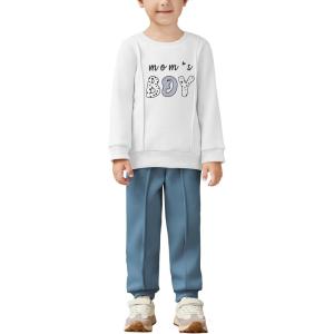 Arshiner Boys Long Sleeve Fleece Sweatshirt and Pants Set 2 Piece Fall Winter Clothes Toddler to Little Kid 2-8 Years(White&blue)