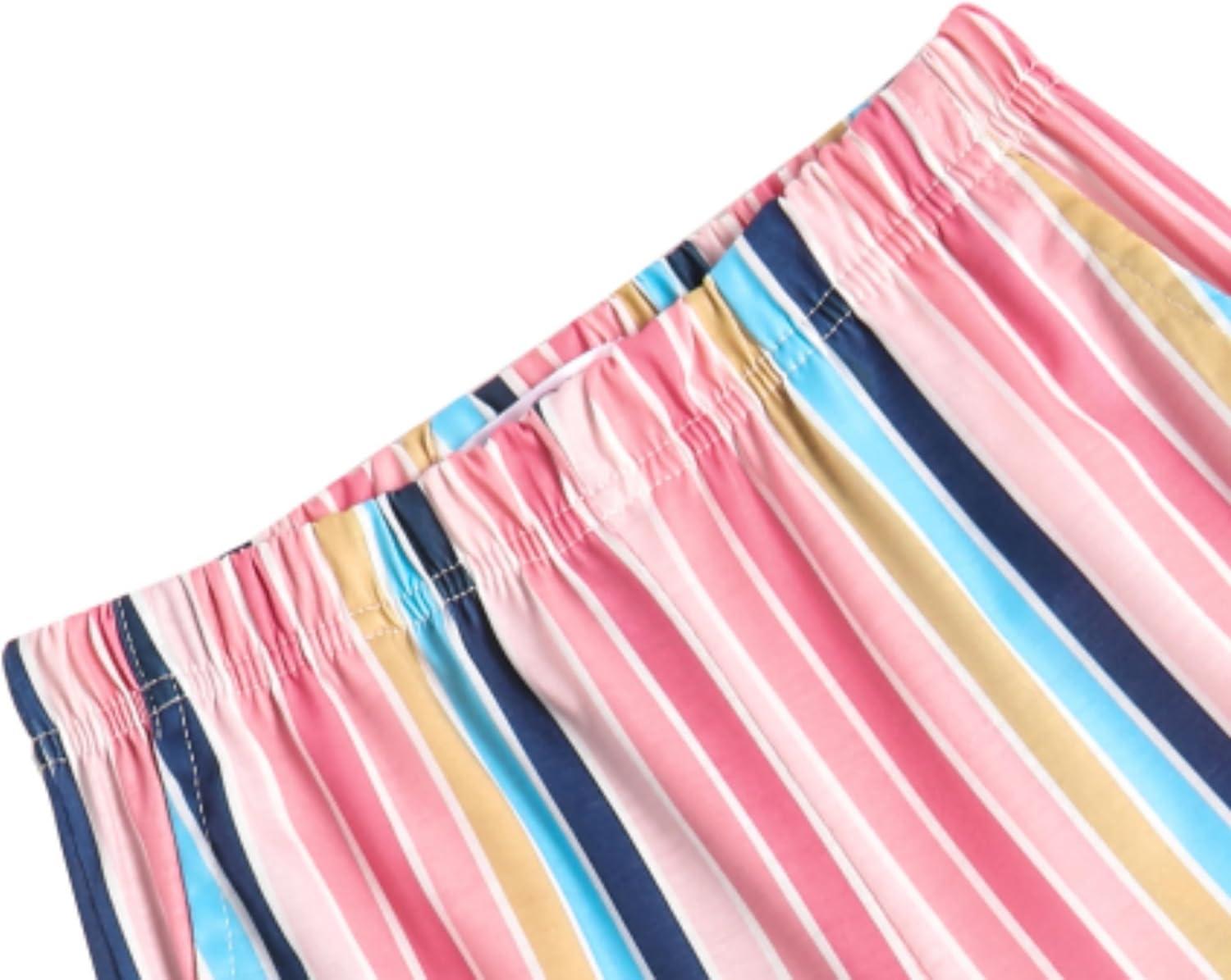 image:imageArshiner 2 Piece Girl Clothes Outfits Spring Summer Ruffle Trim Tank Top Shirts and Pant Set with PocketsWhitecolor Stripes