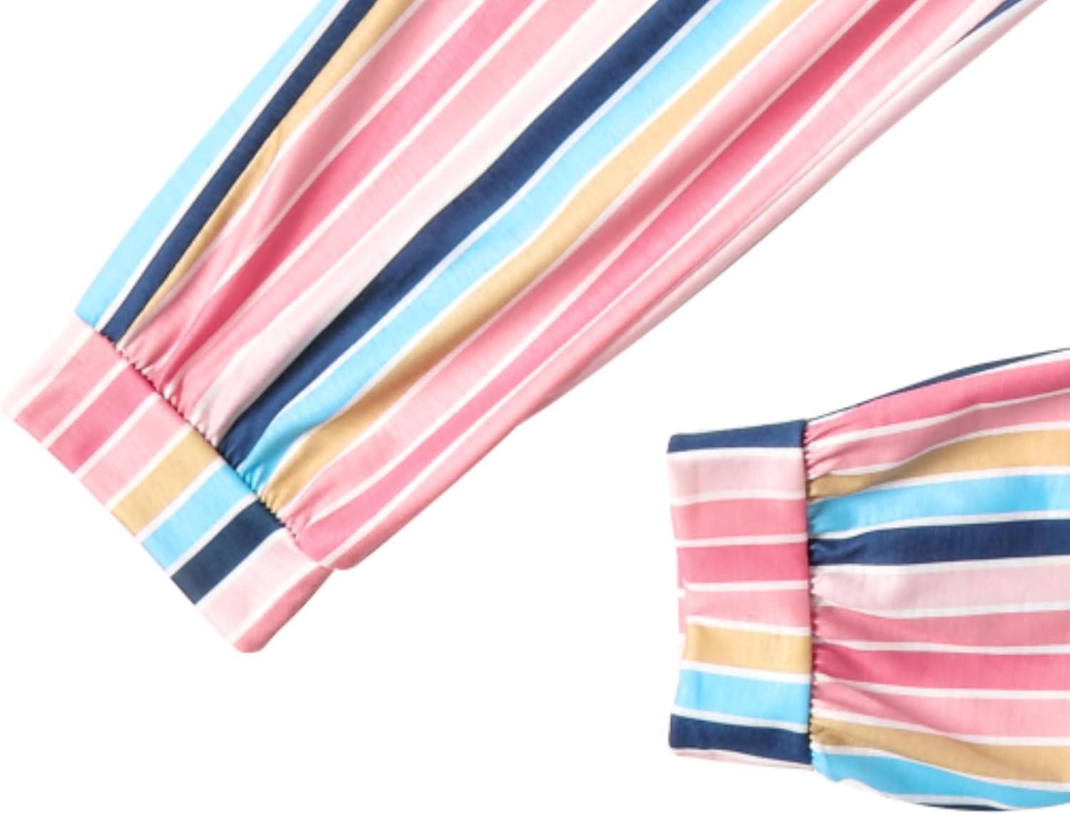 image:imageArshiner 2 Piece Girl Clothes Outfits Spring Summer Ruffle Trim Tank Top Shirts and Pant Set with PocketsWhitecolor Stripes