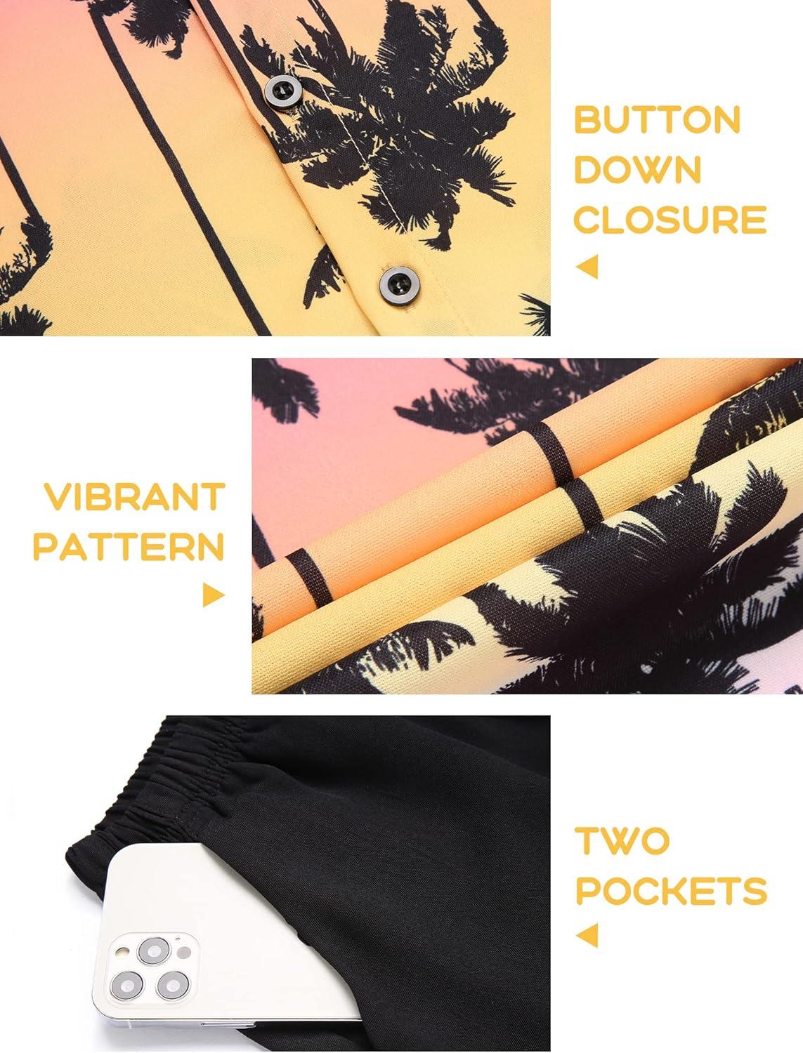image:imageArshiner Boys 2 Piece Outfits Hawaiian Shorts Sets Button Down Shirt and Shorts Summer Beach Clothes for 212 YearsTie Dye Palm Tree