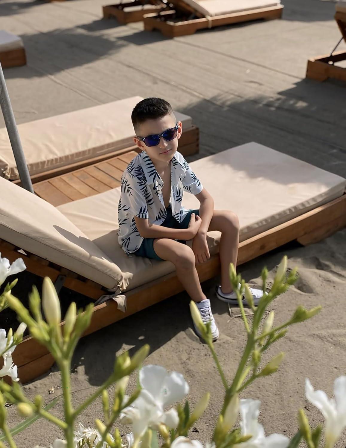 image:imageArshiner Boys 2 Piece Outfits Hawaiian Shorts Sets Button Down Shirt and Shorts Summer Beach Clothes for 212 YearsWhite Leaf Print