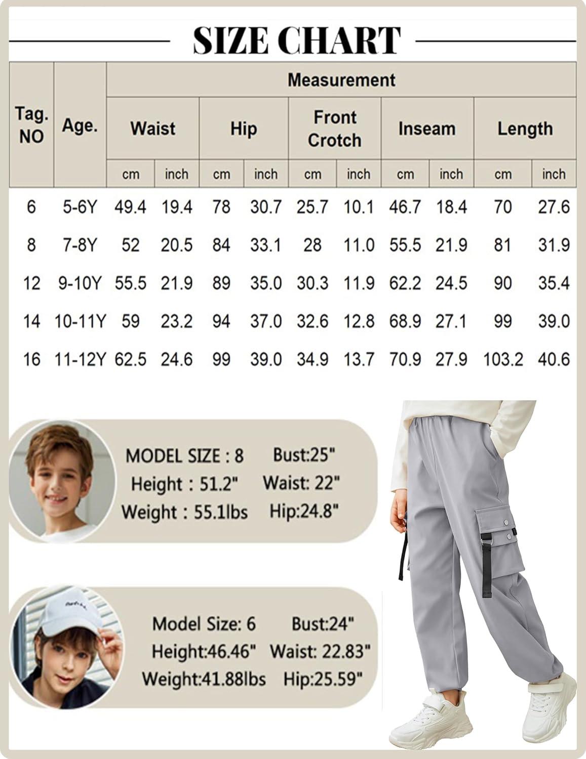 image:imageArshiner Boys Cargo Joggers Pants Kids Elastic Waist Casual Pants Lightweight School Pants with 4 Pockets 512 YearsLight Grey