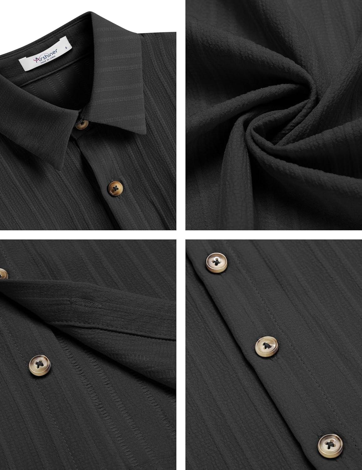 image:imageArshiner Boys Casual Short Sleeve Button Down Shirt Fashion Textured Summer Beach Shirt 313 Years OldBlack