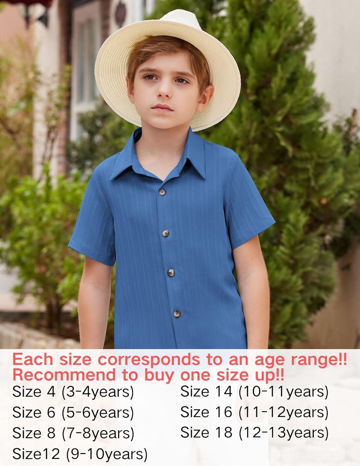 image:imageArshiner Boys Casual Short Sleeve Button Down Shirt Fashion Textured Summer Beach Shirt 313 Years OldRoyal Blue