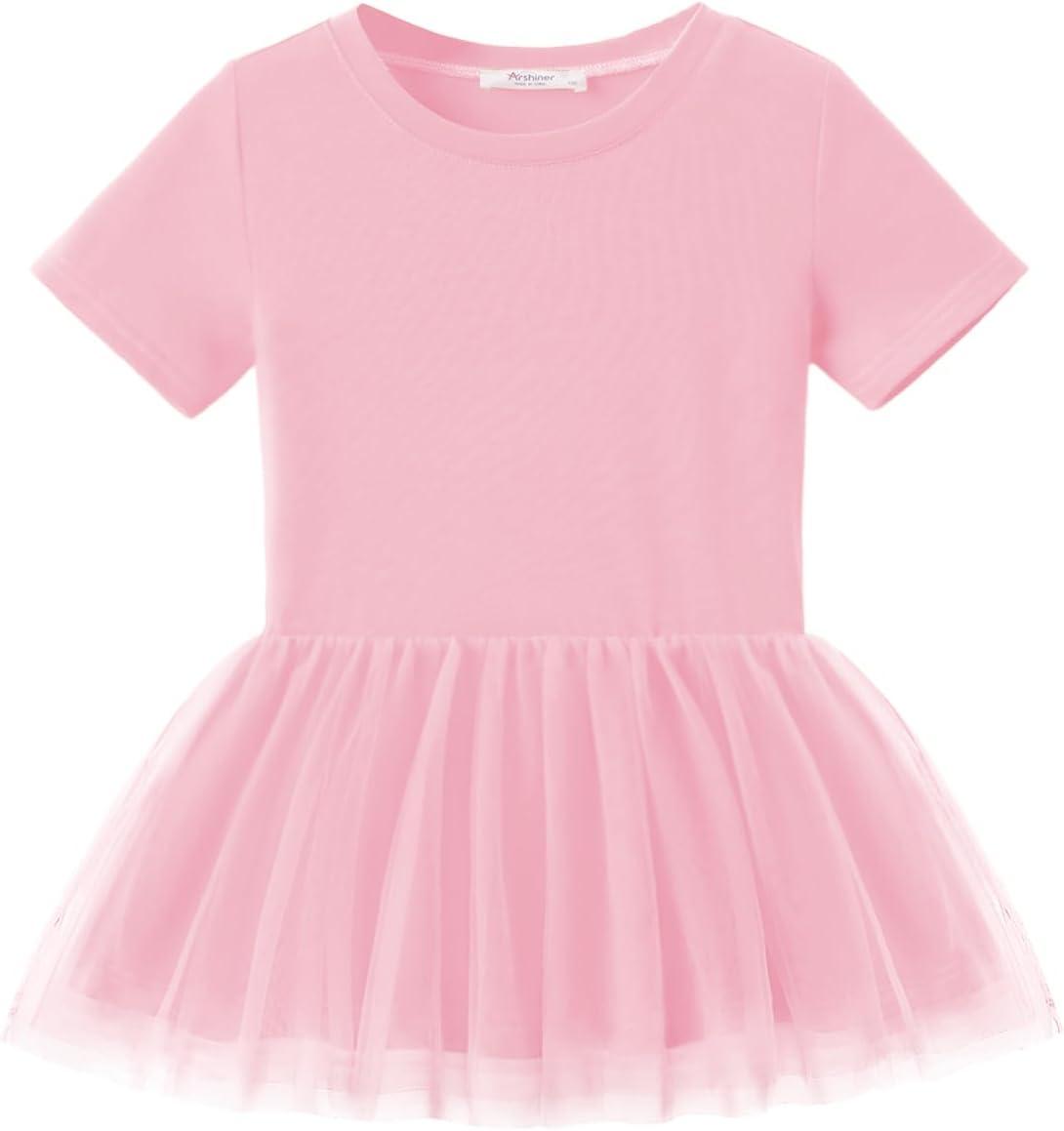 image:imageArshiner Girls 2 Piece Outfits Casual Clothing Sets Short Sleeve Mesh Hem Roundneck Tops and Leggings Pants 210 YearsPinkfloral