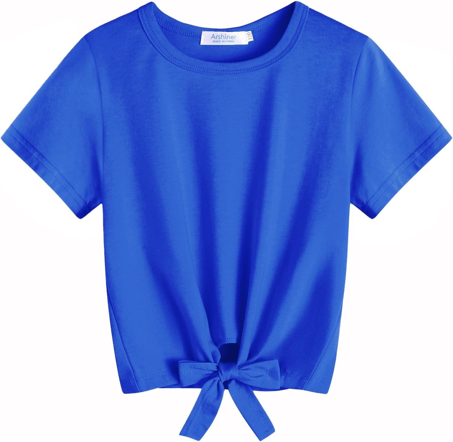 image:imageArshiner Girls 2 Piece Outfits Summer Clothes Short Sleeve Tops and Paperbag Waist Shorts Set Cute Outfits 514Blue Flower