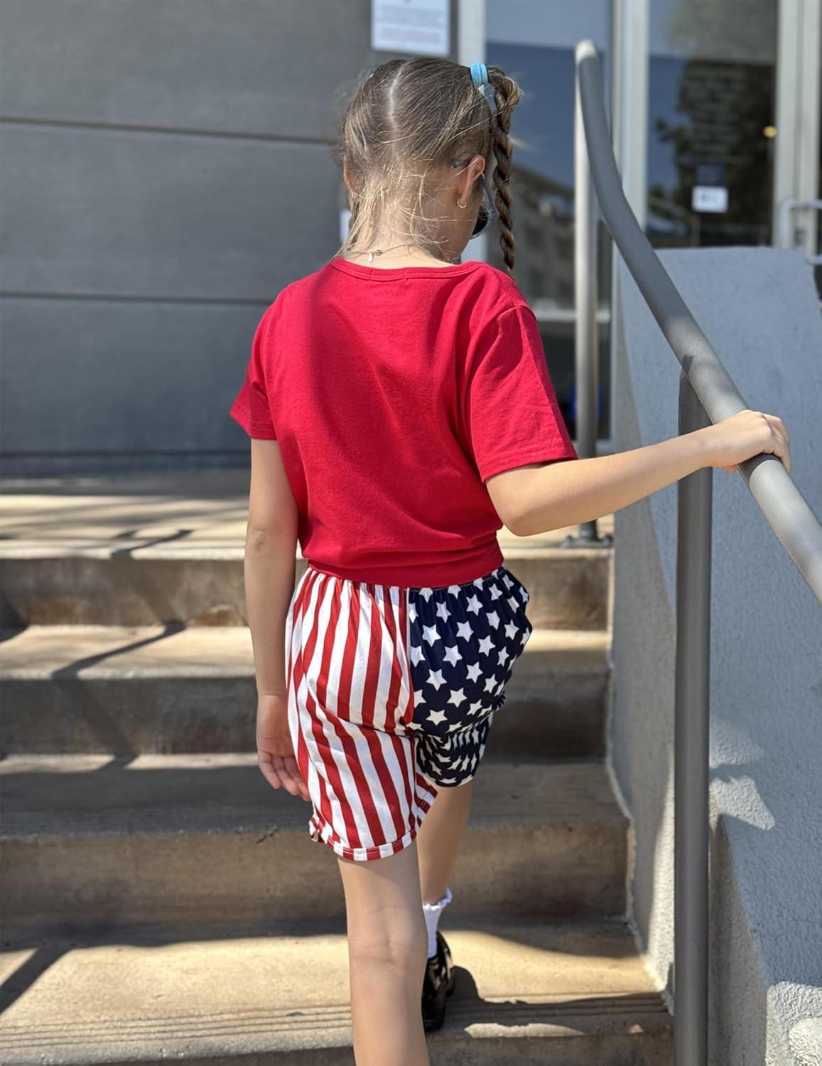 image:imageArshiner Girls 2 Piece Outfits Summer Clothes Short Sleeve Tops and Paperbag Waist Shorts Set Cute Outfits 514Red
