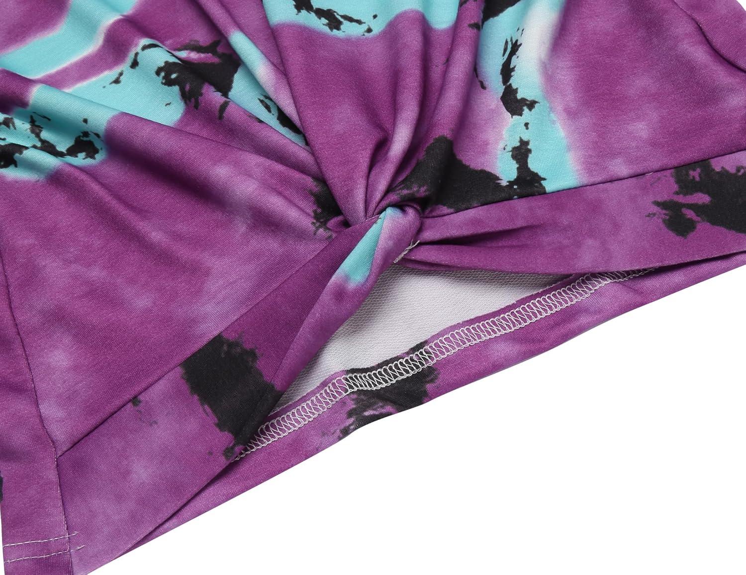 image:imageArshiner Girls 2 Piece Outfits Tiedye Twist Front Pullover Hooded Sweatsuits Sweatshirt and Sweatpants Clothing SetBlack Green Purple
