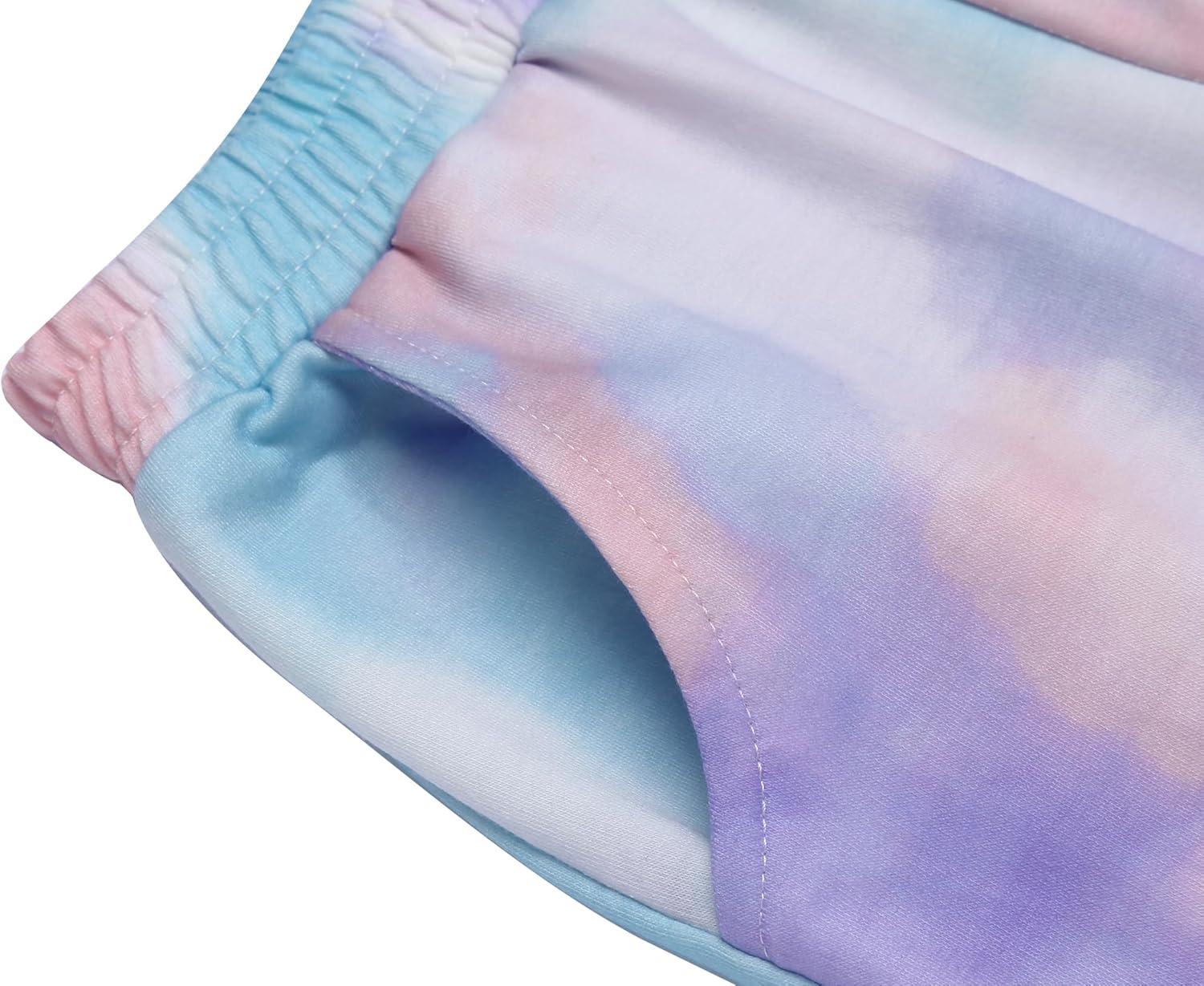 image:imageArshiner Girls 2 Piece Outfits Tiedye Twist Front Pullover Hooded Sweatsuits Sweatshirt and Sweatpants Clothing SetPink White Green Purple