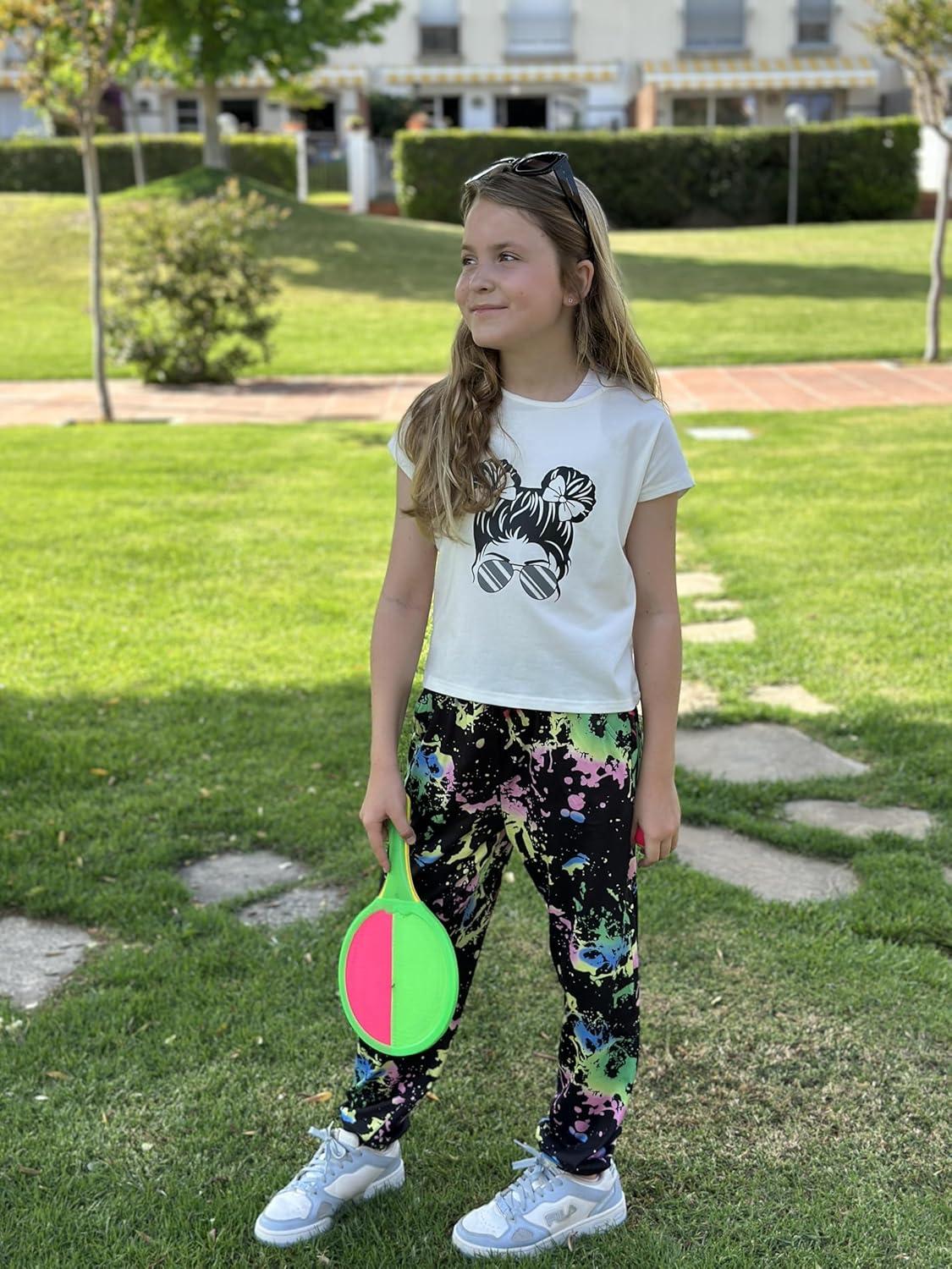 image:imageArshiner Girls Clothes 2 Piece Summer Outfits Drop Shoulder Top Pullover Sweatpants Jogger Set Sweatsuits Tracksuits 614YMulticolor