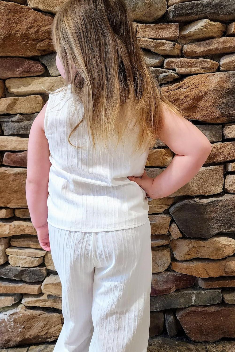 image:imageArshiner Girls Clothing Set Casual Clothes Sleeveless Back Tank Crop Top and WideLeg Pants with Pocket 2 Piece Outfits 513YWhite