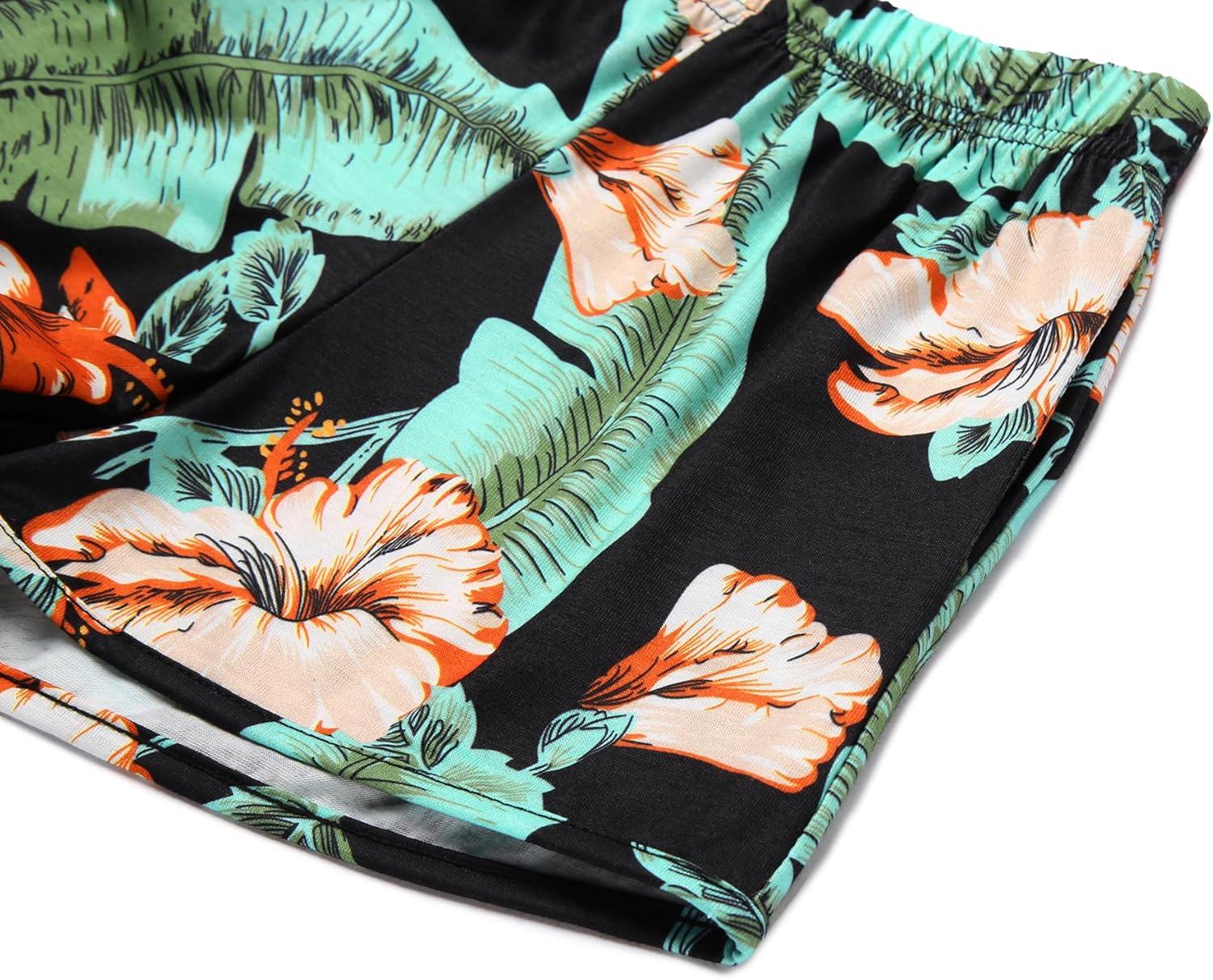 image:imageArshiner Girls Clothing Sets Twist Front Top and Shorts 2 Piece Outfits Activewear Tracksuit 514 YearBlack Hawaii Flower