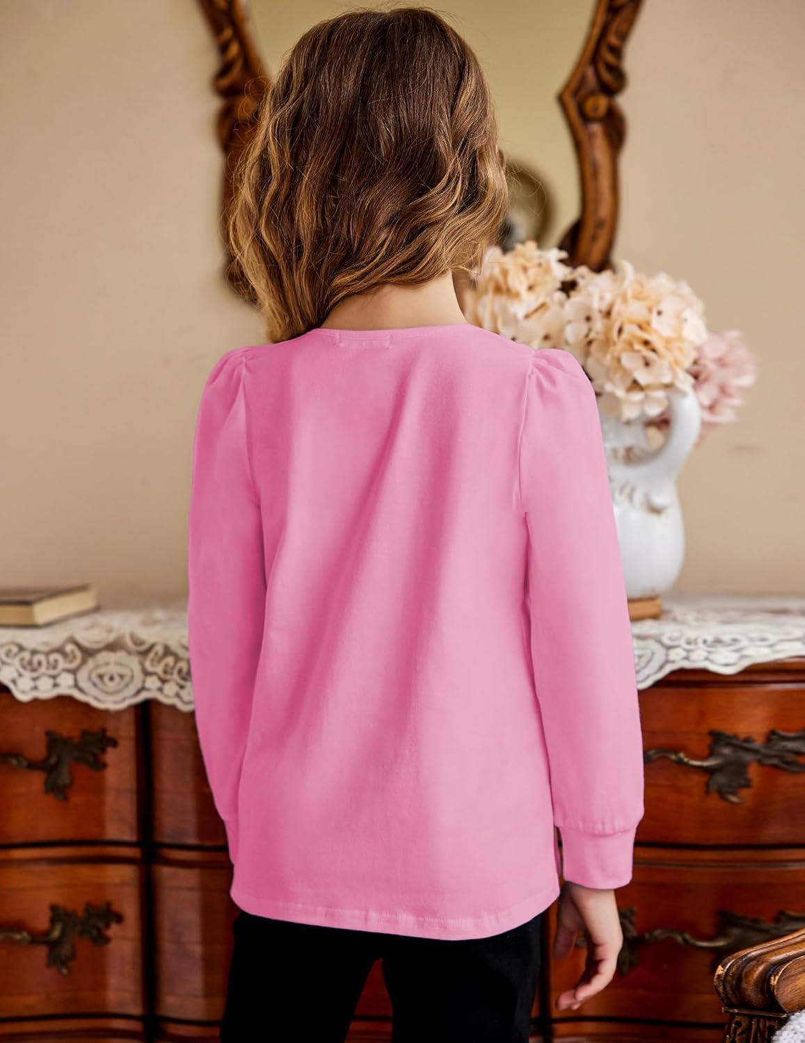 image:imageArshiner Girls Shirt Casual Square Neck Long Sleeve Shirts Fall Winter Tunic Tops For Girls 512 YearsRose Red