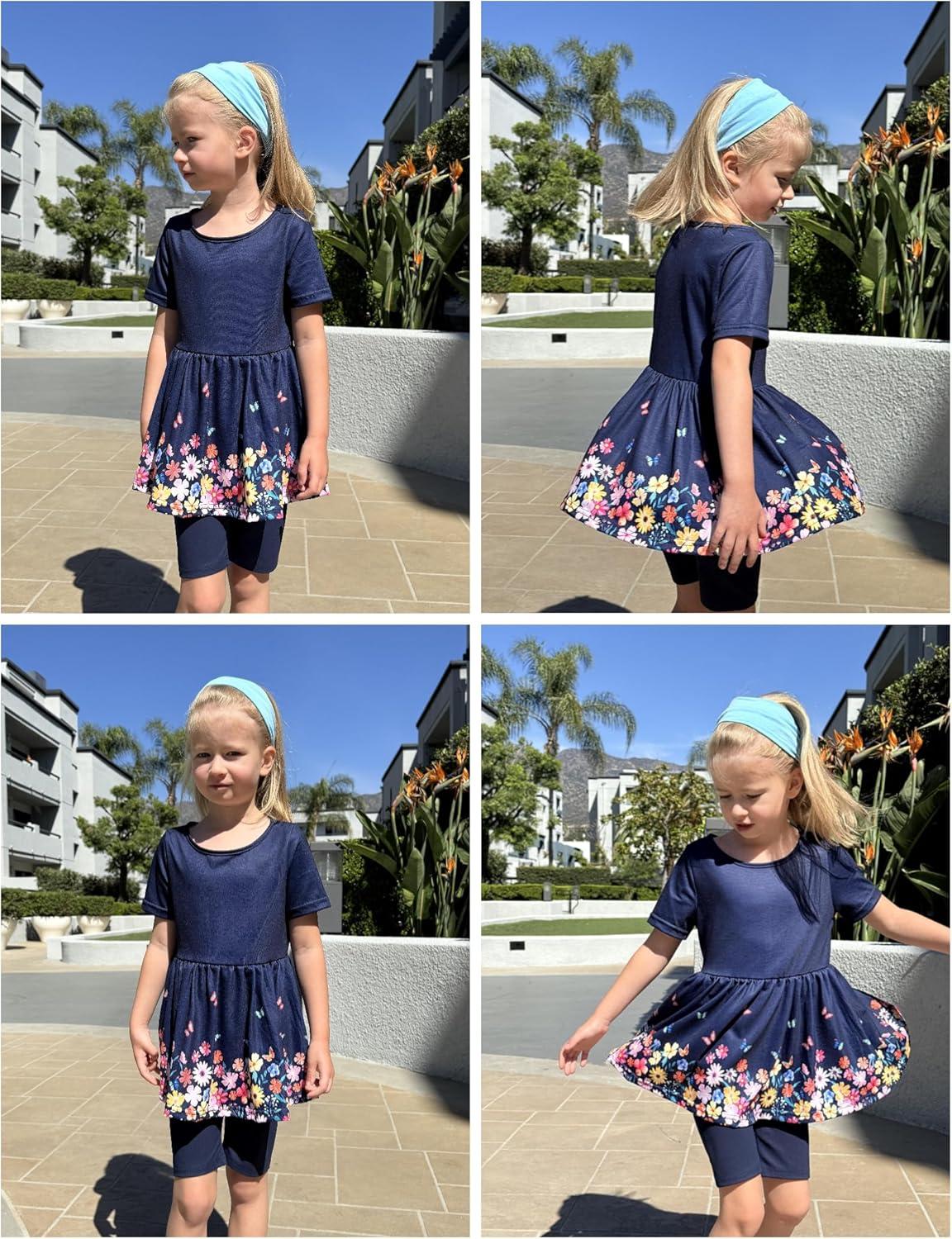 image:imageArshiner Girls Summer Outfits Short Sleeve Ruffle Hem Top and Biker Shorts Set Girl Clothes 614 YearsBlack Floral