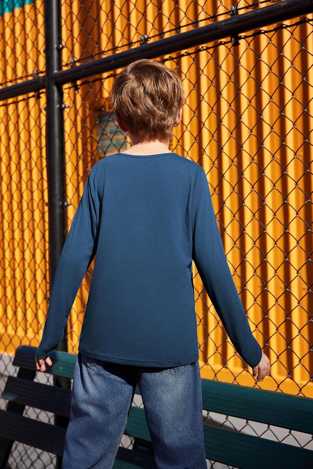 image:imageArshiner Kids Boys Henley Shirts Cotton Long Sleeve Crewneck TShirts Color Block Tee Tops 312 YearsDark Blue