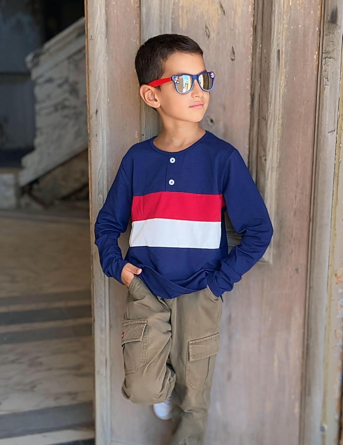 image:imageArshiner Kids Boys Henley Shirts Cotton Long Sleeve Crewneck TShirts Color Block Tee Tops 312 YearsNavy Blue