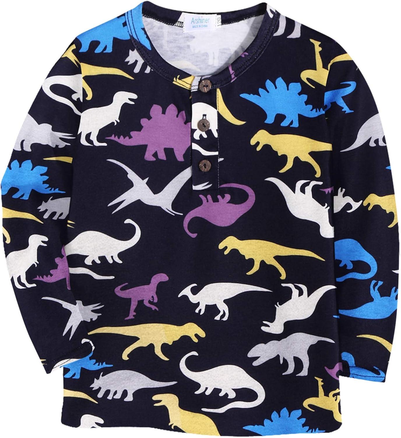 image:imageArshiner Toddler Boys 3 Pack LongSleeve Henley TShirts Casual Cotton Graphic Shirt for 29 YearsBlackBlack PrintGrey Print