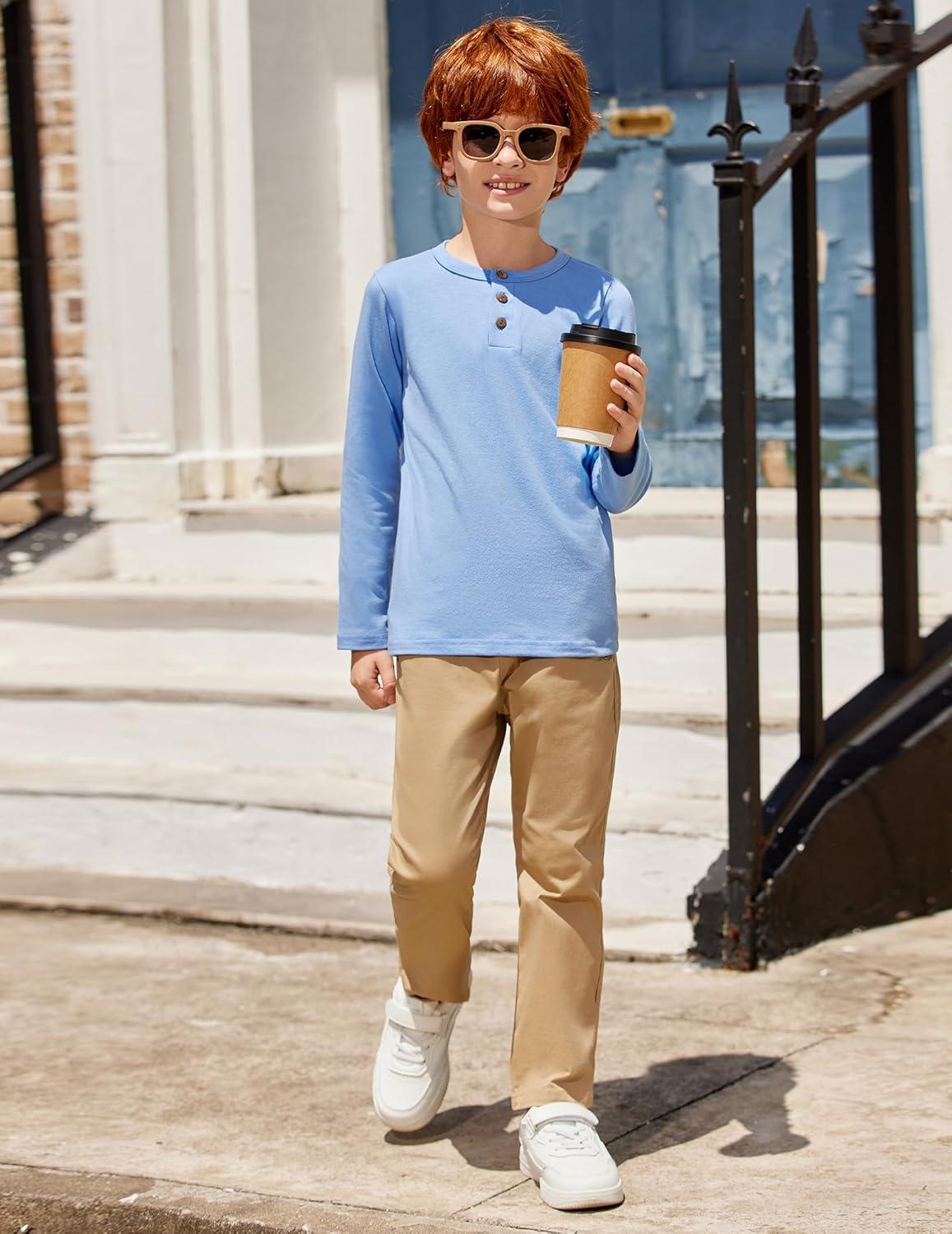 image:imageArshiner Toddler Boys 3 Pack LongSleeve Henley TShirts Casual Cotton Graphic Shirt for 29 YearsLight BlueRedGrey