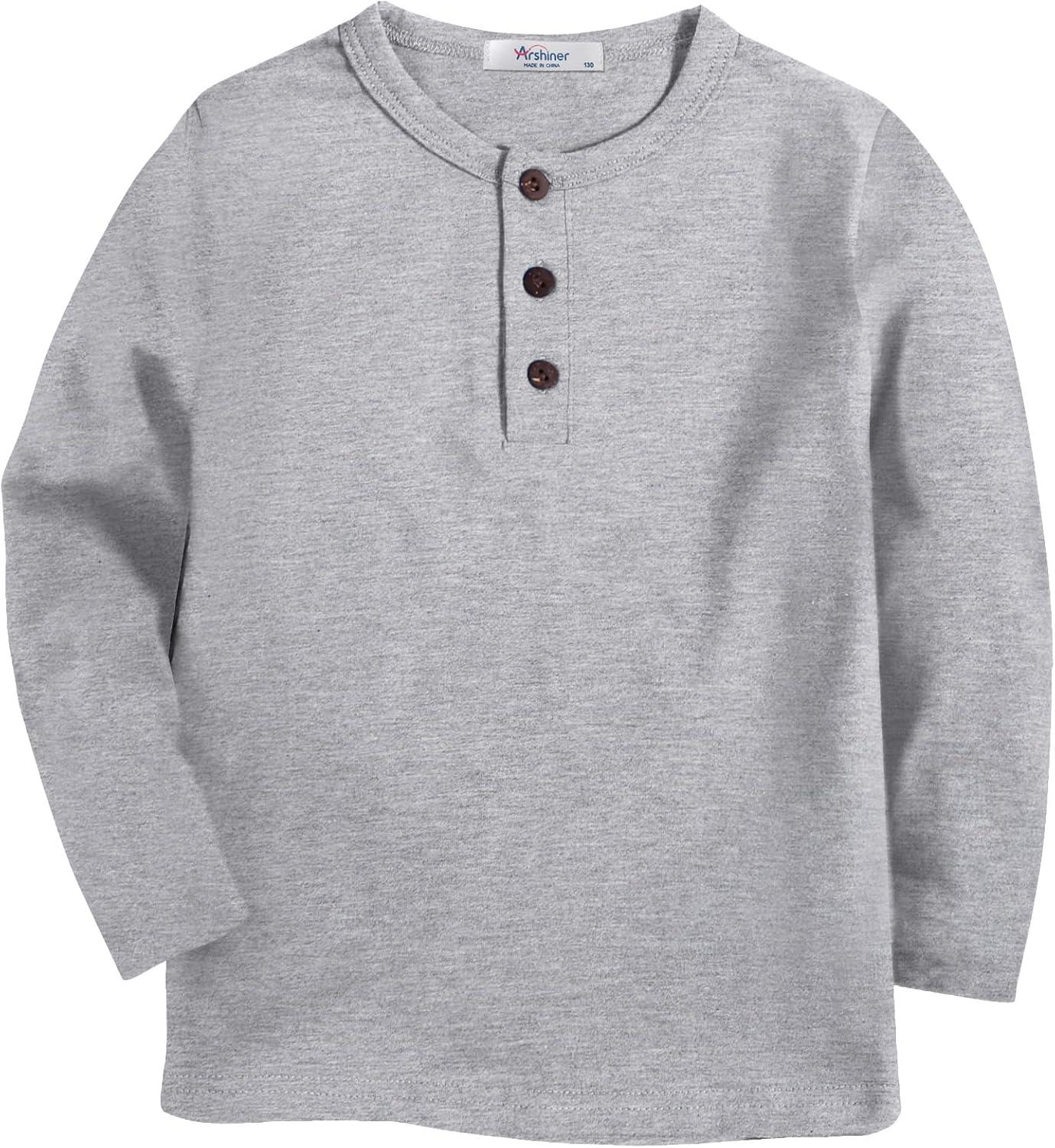 image:imageArshiner Toddler Boys 3 Pack LongSleeve Henley TShirts Casual Cotton Graphic Shirt for 29 YearsOrange PrintBlueGray