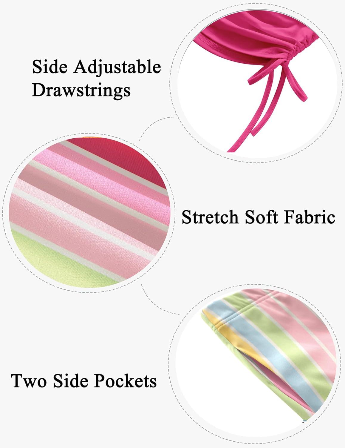 image:imageArshiner Toddler Girl Clothes 2 Piece Outfits Side Adjustable Drawstrings Tank Tops and Flare Leggings Pant SetHot Pink Strips