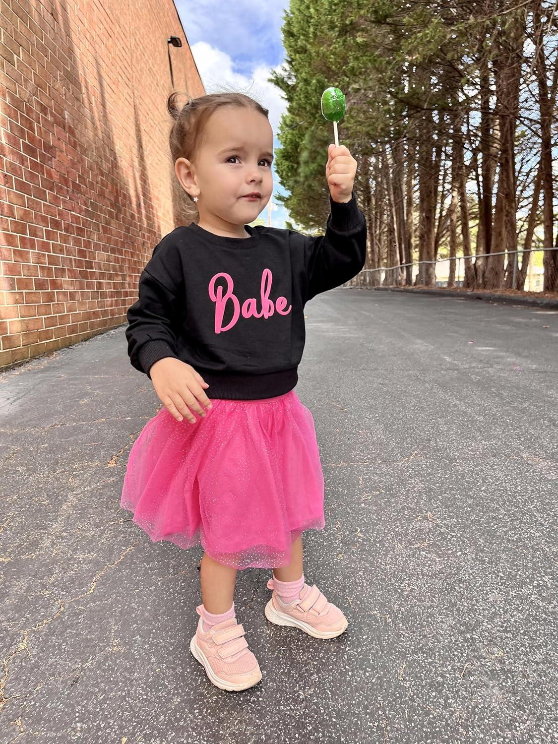 image:imageArshiner Toddler Girl Clothes Long Sleeve Pullover Sweatshirt and Tutu Skirt 2 Piece Outfits Kids Clothing Set Party DressHot Pink