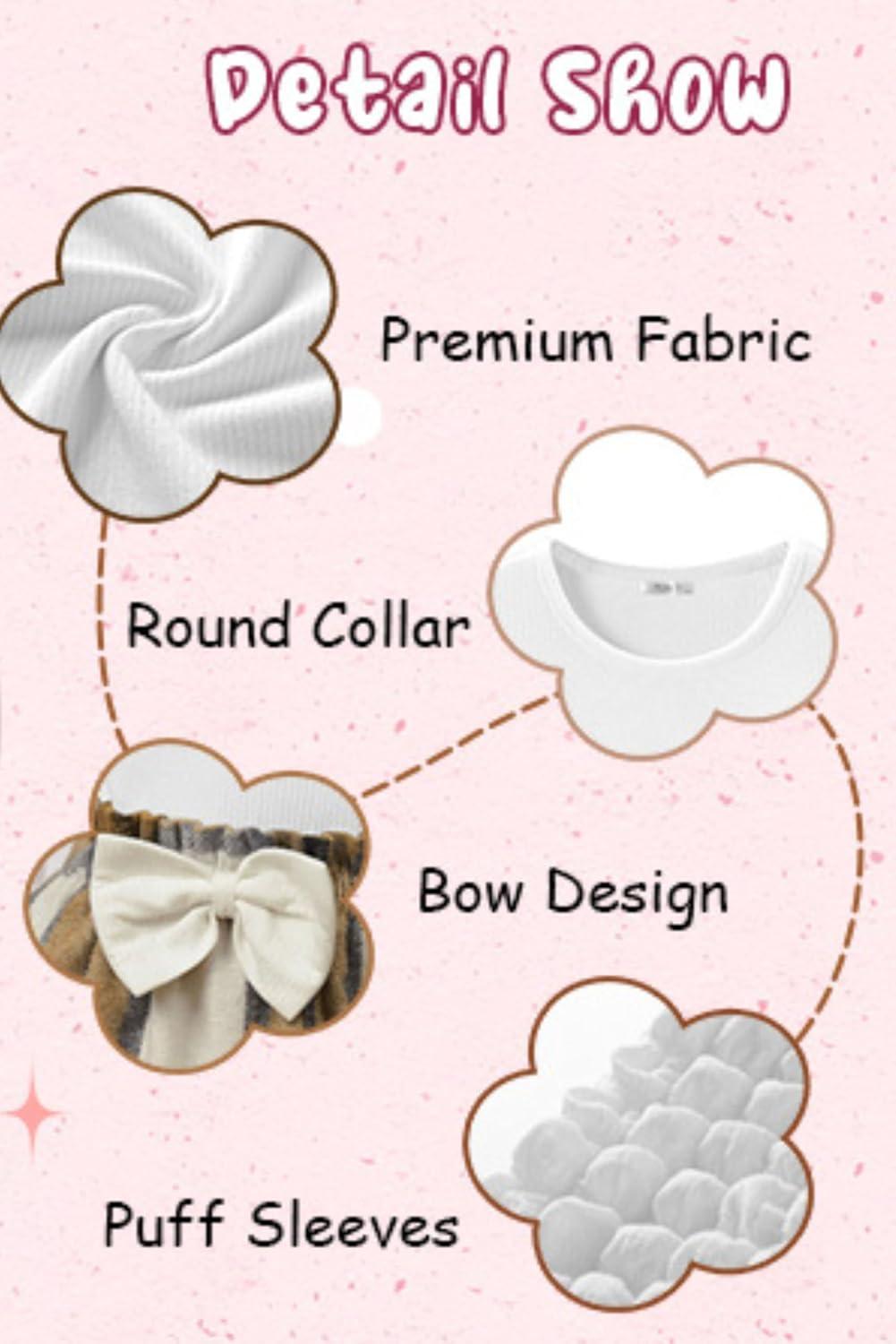 image:imageArshiner Toddler Girl Skirt Set 2Pcs Outfits Puff Sleeve Knit Tops and Flared Mini Skirts with Bowknot Kids Cute Clothes 16Whitepink