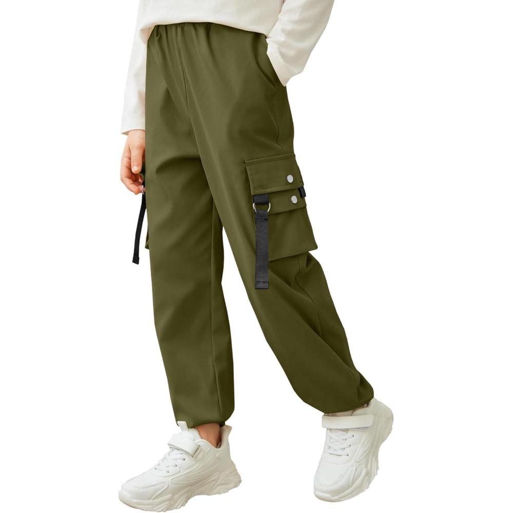image:imageArshiner Boys Cargo Joggers Pants Kids Elastic Waist Casual Pants Lightweight School Pants with 4 Pockets 512 YearsArmy Green